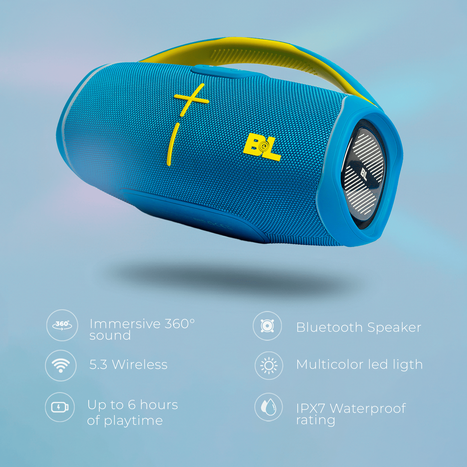 PARLANTE PORTATIL BLUETOOTH B&L AM-67 50W SUMERGIBLE IPX7 - Imagen 7